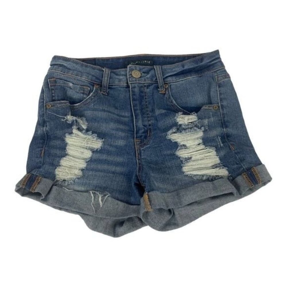 Aeropostale High Waisted Mid Rise Distressed Denim Shorts Size 4
